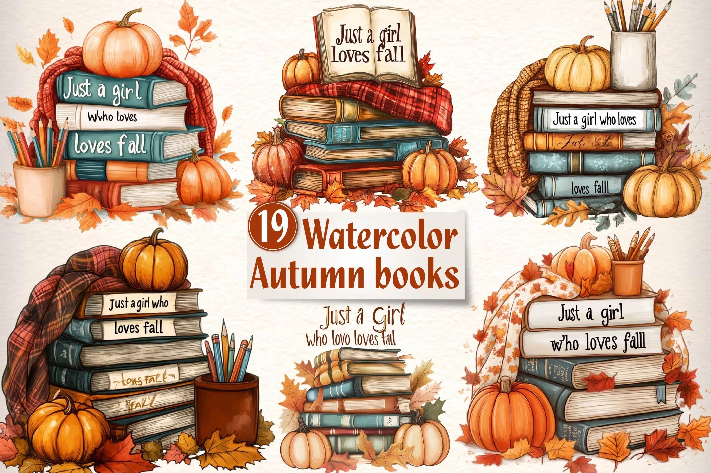 Autumn Books Clipart Bundle - CraftNest - Digital Crafting and Art