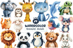 Minimalist Cartoon Animals Clipart Bundle - CraftNest - Digital Crafting and Art