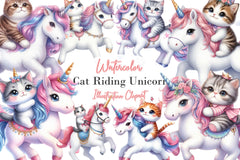 Cat Riding Unicorn Clipart Bundle - CraftNest - Digital Crafting and Art