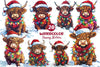 Christmas Highland Cow Clipart Bundle 4