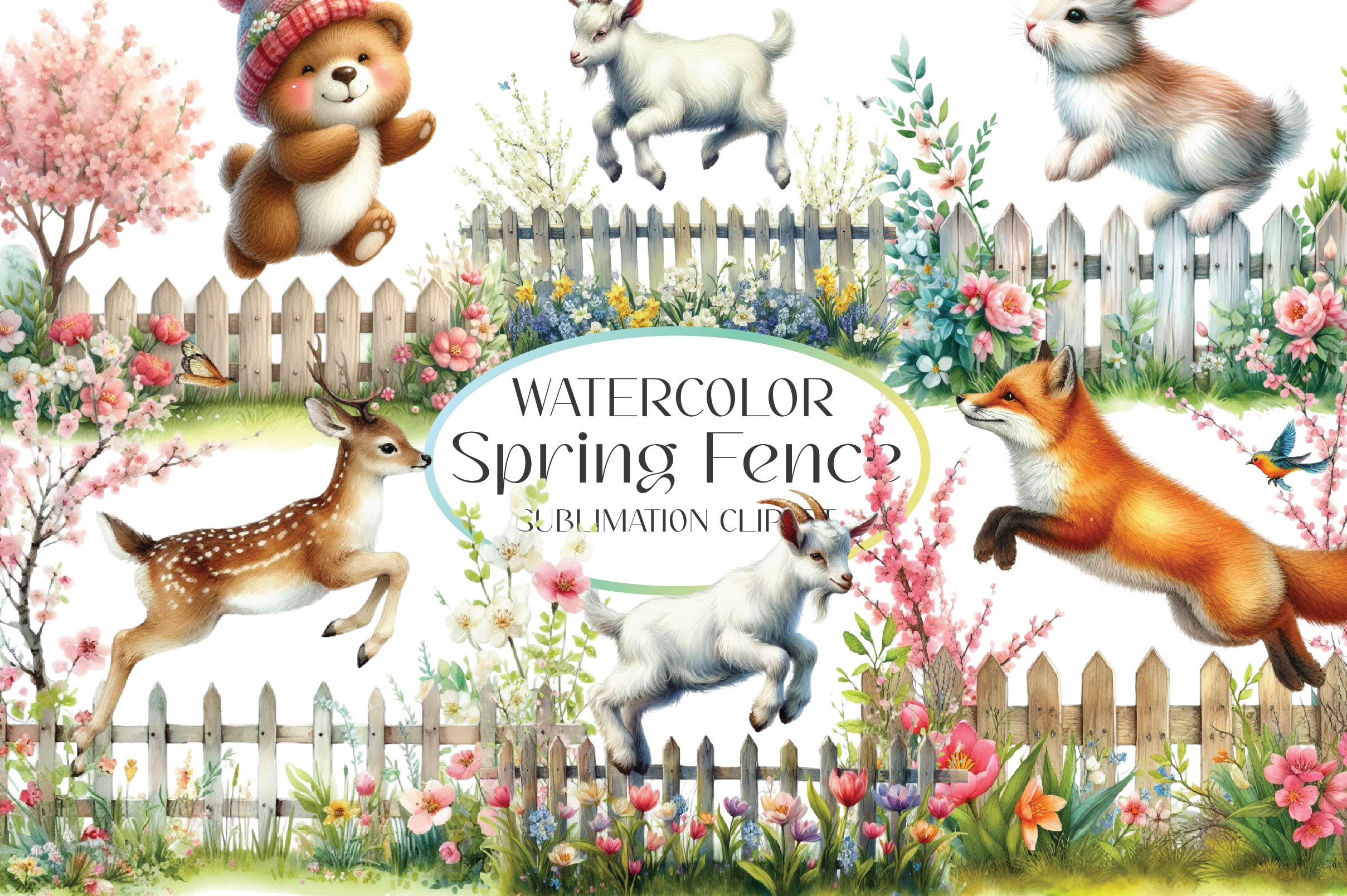 Spring Fence Flowers Clipart Bundle - CraftNest - Digital Crafting and Art