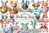 Easter Bunny Costume Peeking Dog Clipart Bundle