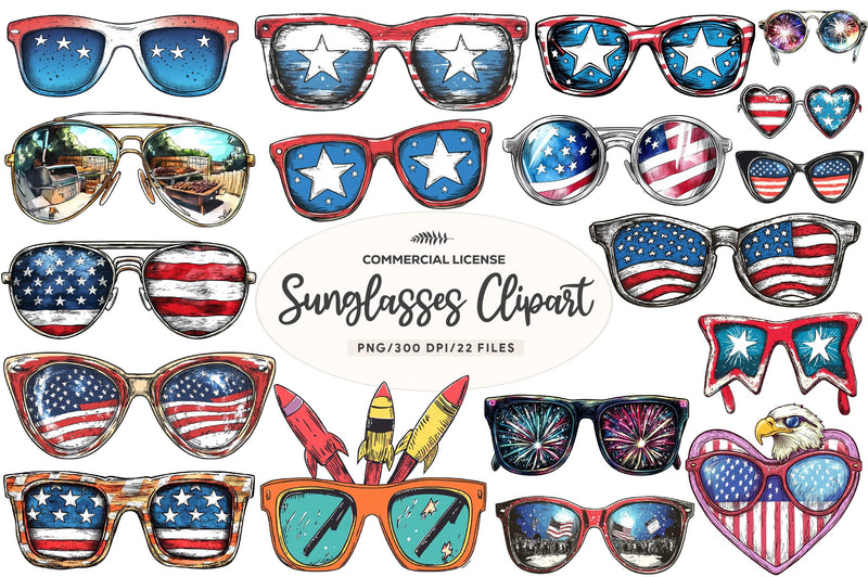 4th Of July Sunglasses Clipart Bundle - CraftNest - Digital Crafting and Art