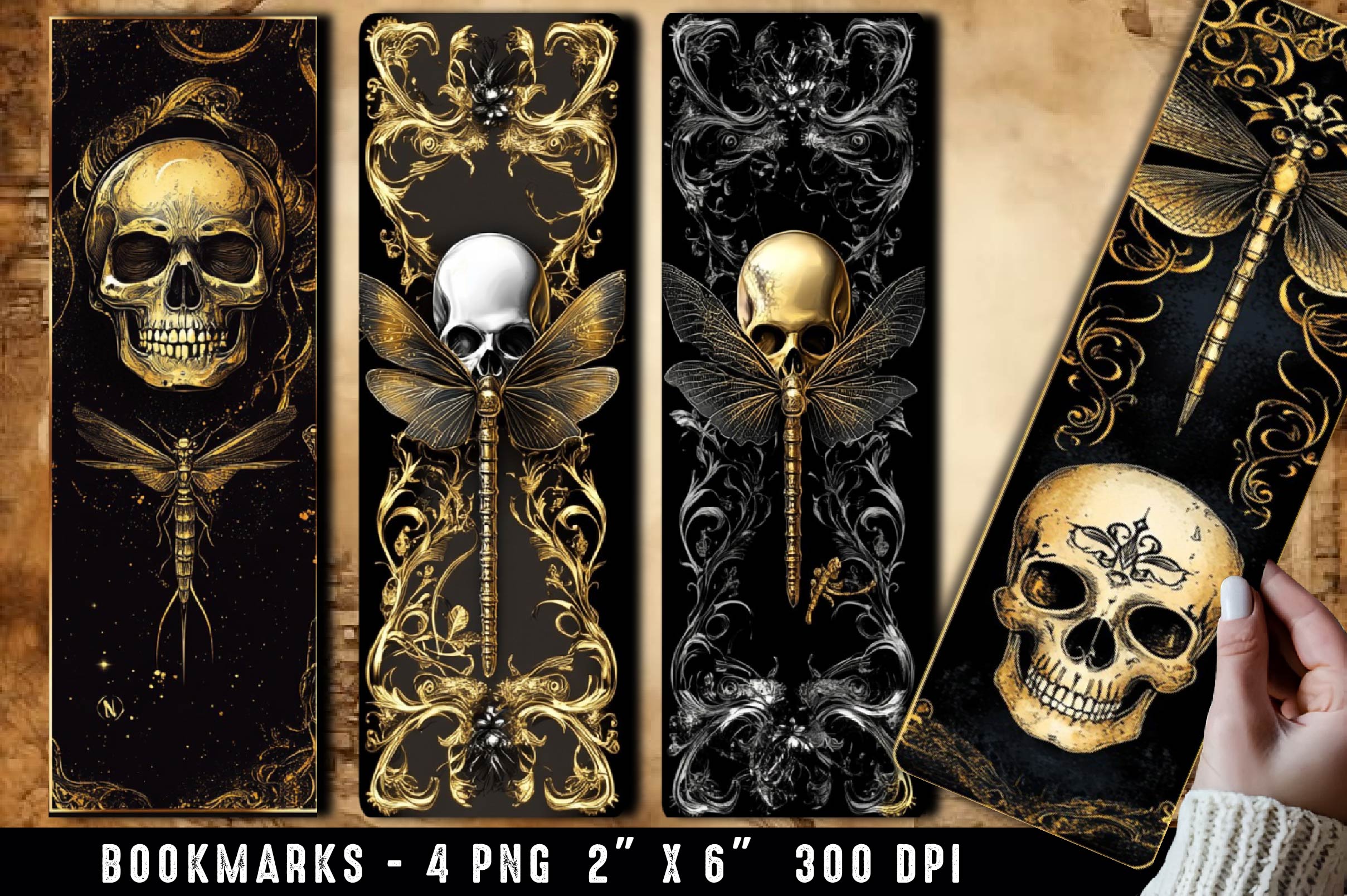 Skull Dragonfly Bookmark 1 - CraftNest - Digital Crafting and Art