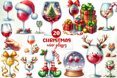 Christmas Wine Glasses Clipart Bundle - CraftNest - Digital Crafting and Art