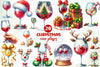 Christmas Wine Glasses Clipart Bundle