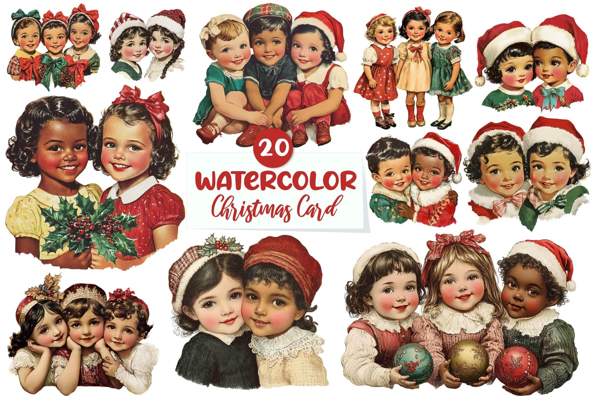 Vintage Christmas Card Clipart Bundle - CraftNest - Digital Crafting and Art