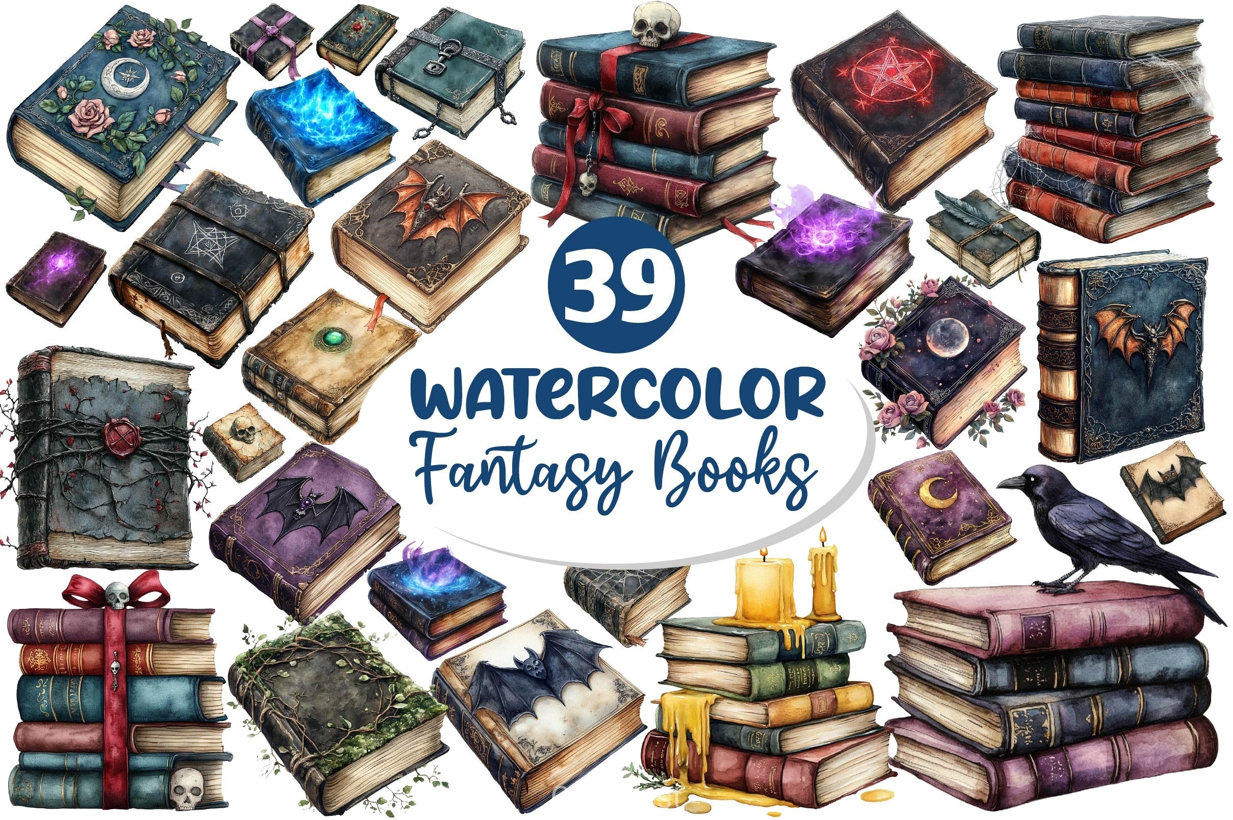Gothic Fantasy Books Clipart Bundle 3 - CraftNest - Digital Crafting and Art