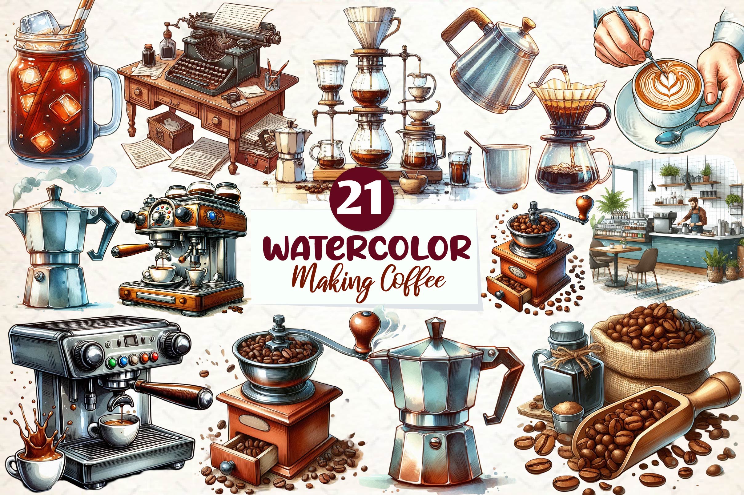 Making Coffee Clipart Bundle - CraftNest - Digital Crafting and Art