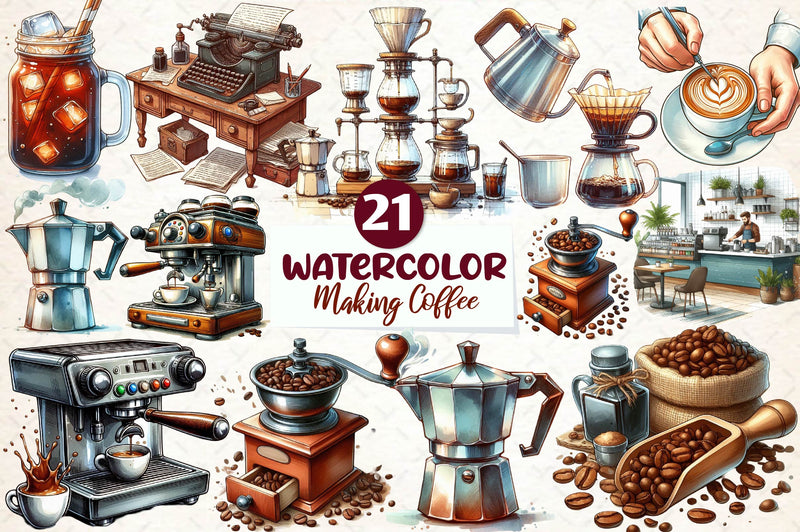 Making Coffee Clipart Bundle - CraftNest - Digital Crafting and Art
