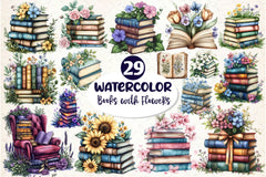 Pretty Books With Flowers Clipart Bundle 3 - CraftNest - Digital Crafting and Art