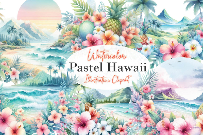 Pastel Hawaii Clipart Bundle - CraftNest - Digital Crafting and Art