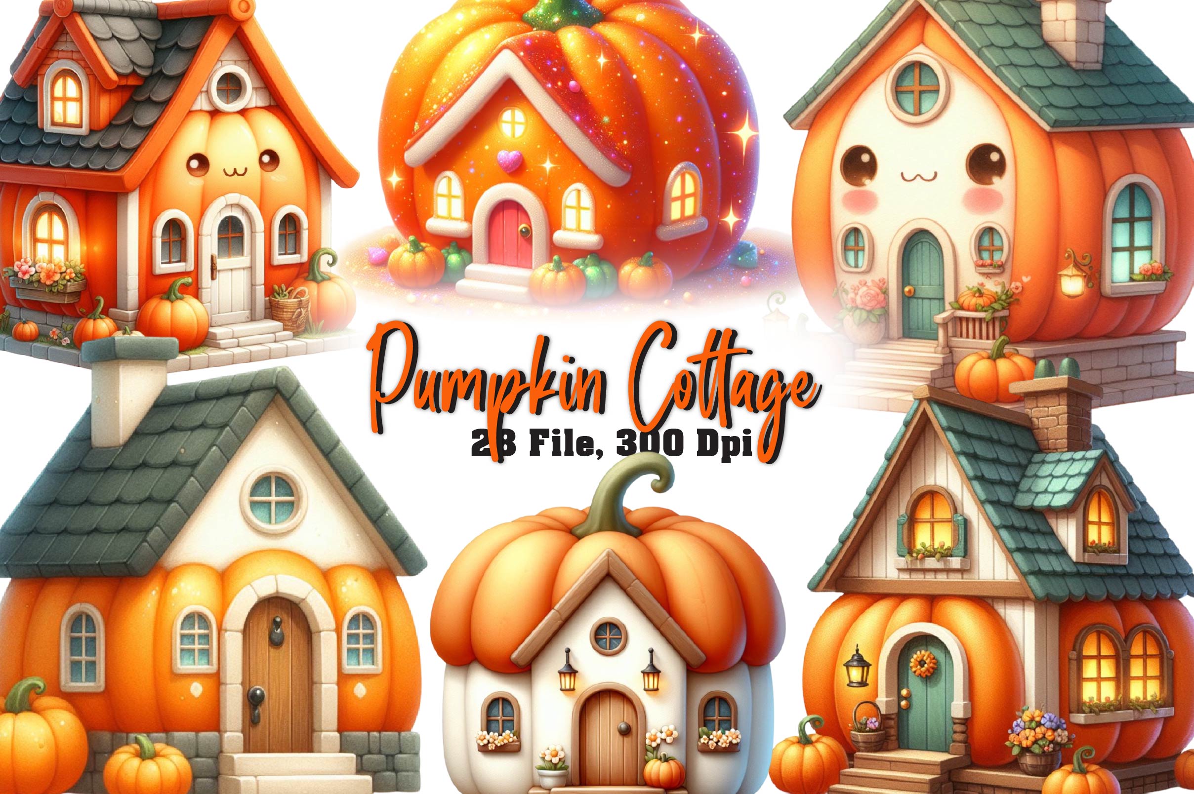 Pumpkin Cottage Clipart Bundle - CraftNest - Digital Crafting and Art