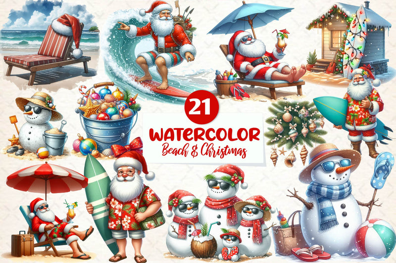Beach & Christmas Clipart Bundle - CraftNest - Digital Crafting and Art