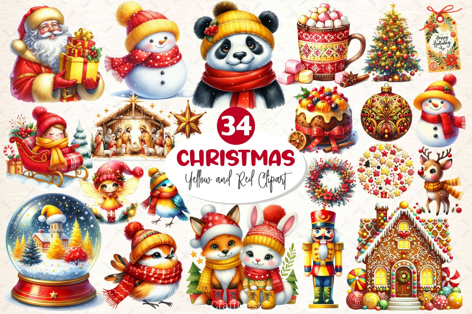 Yellow Christmas Clipart Bundle - CraftNest - Digital Crafting and Art