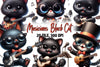 Funny Black Cat Musicians Clipart Bundle