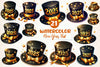 Black And Gold New Year Hat Clipart Bundle