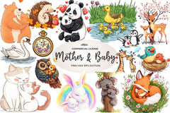 Cute Mother & Baby Set Clipart Bundle - CraftNest - Digital Crafting and Art