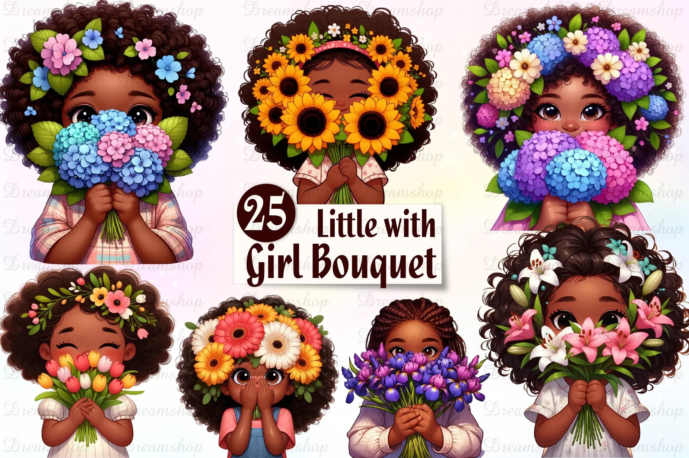 Little Girl With Bouquet Clipart Bundle - CraftNest - Digital Crafting and Art