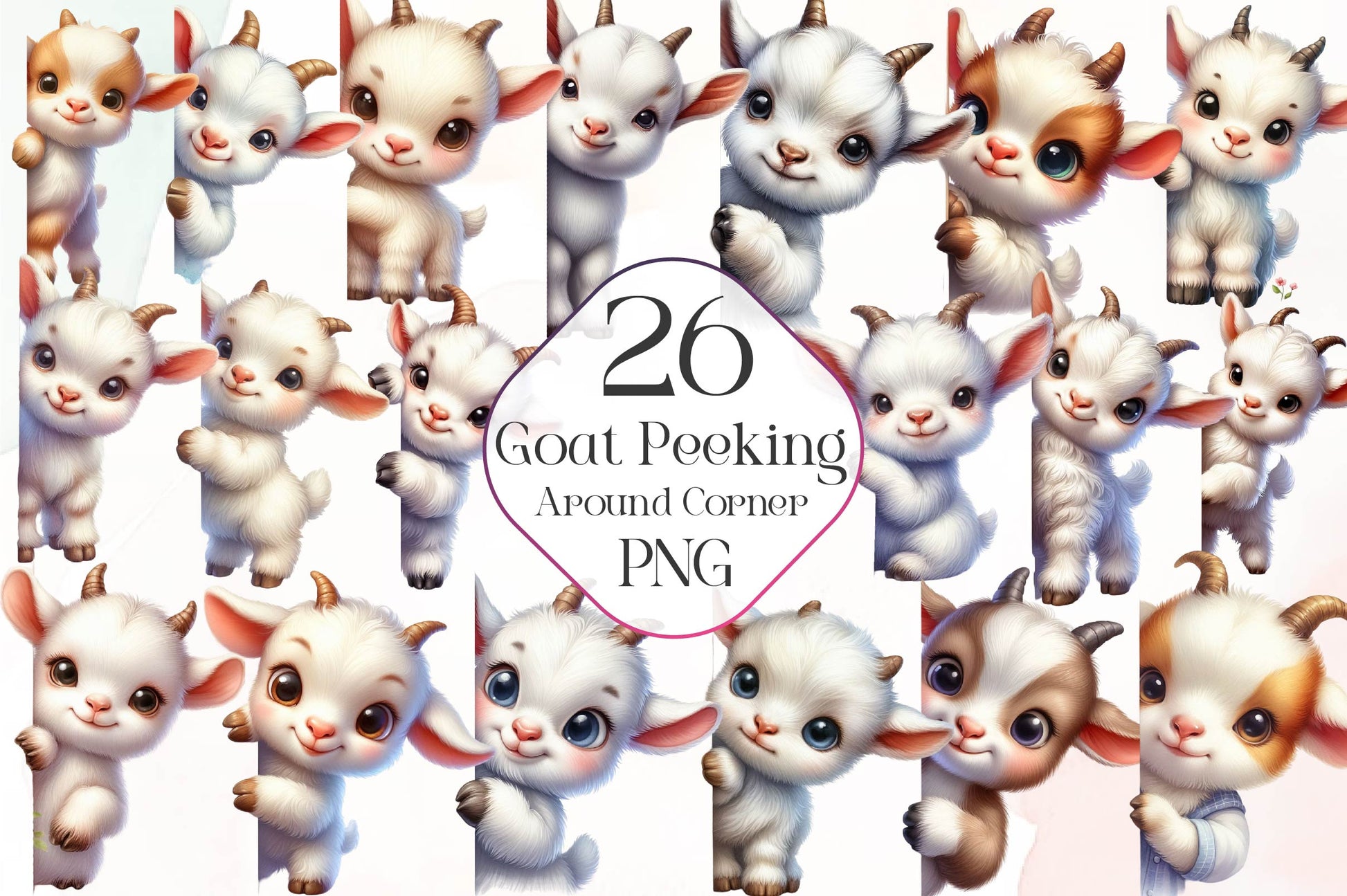 Goat Peeking Around Corner Clipart Bundle - CraftNest - Digital Crafting and Art