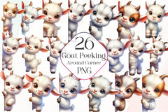 Goat Peeking Around Corner Clipart Bundle - CraftNest - Digital Crafting and Art