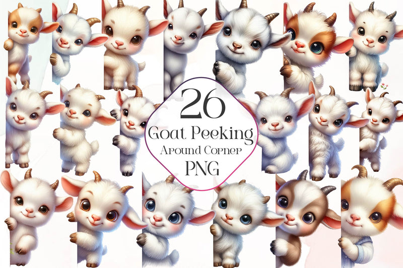 Goat Peeking Around Corner Clipart Bundle - CraftNest - Digital Crafting and Art