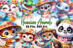 Hawaiian Dancing Animals Clipart Bundle - CraftNest - Digital Crafting and Art