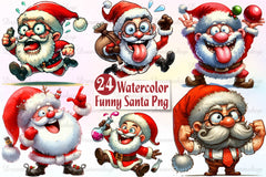 Funny Santa Claus Christmas Clipart Bundle - CraftNest - Digital Crafting and Art