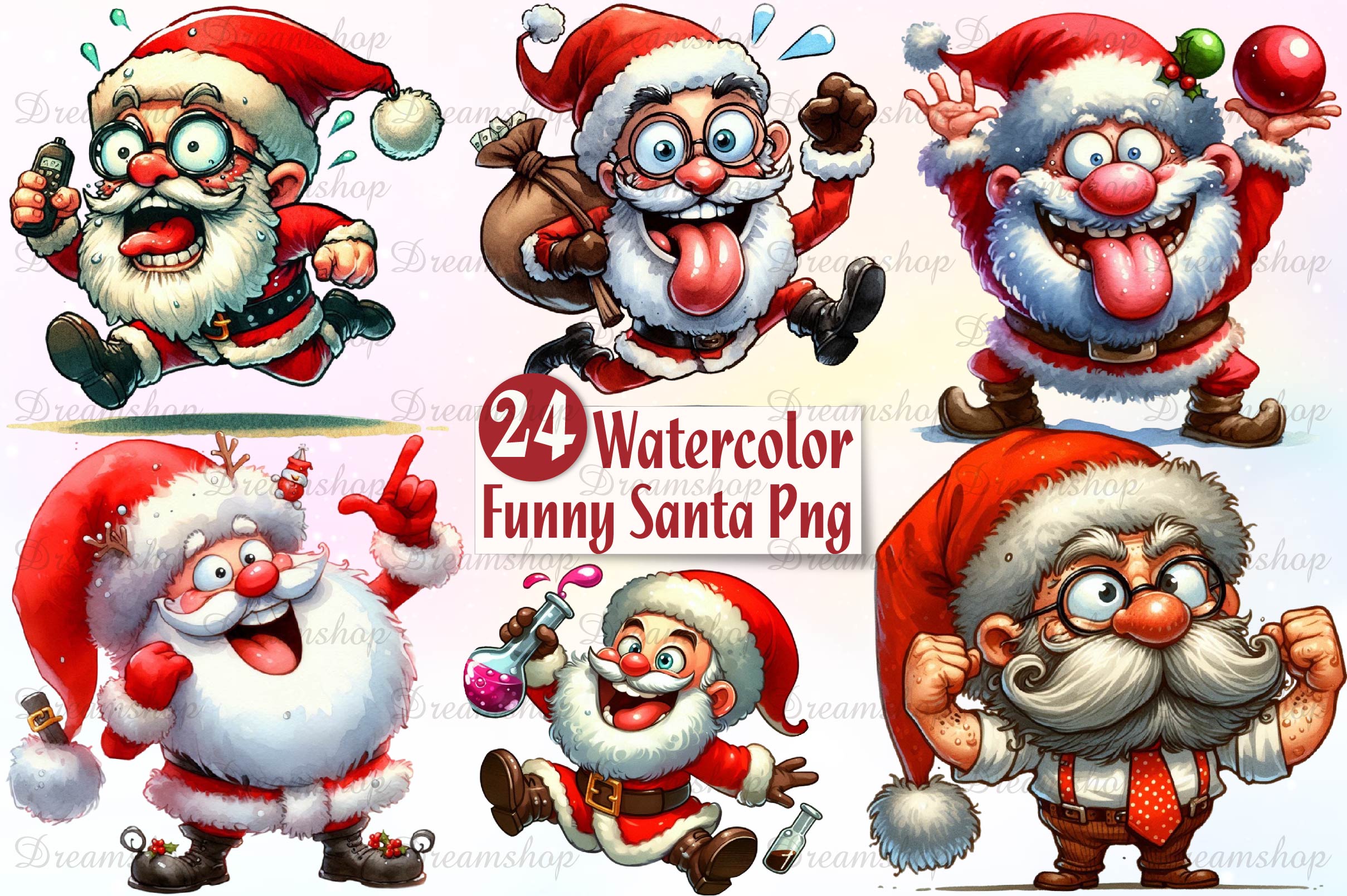 Funny Santa Claus Christmas Clipart Bundle - CraftNest - Digital Crafting and Art