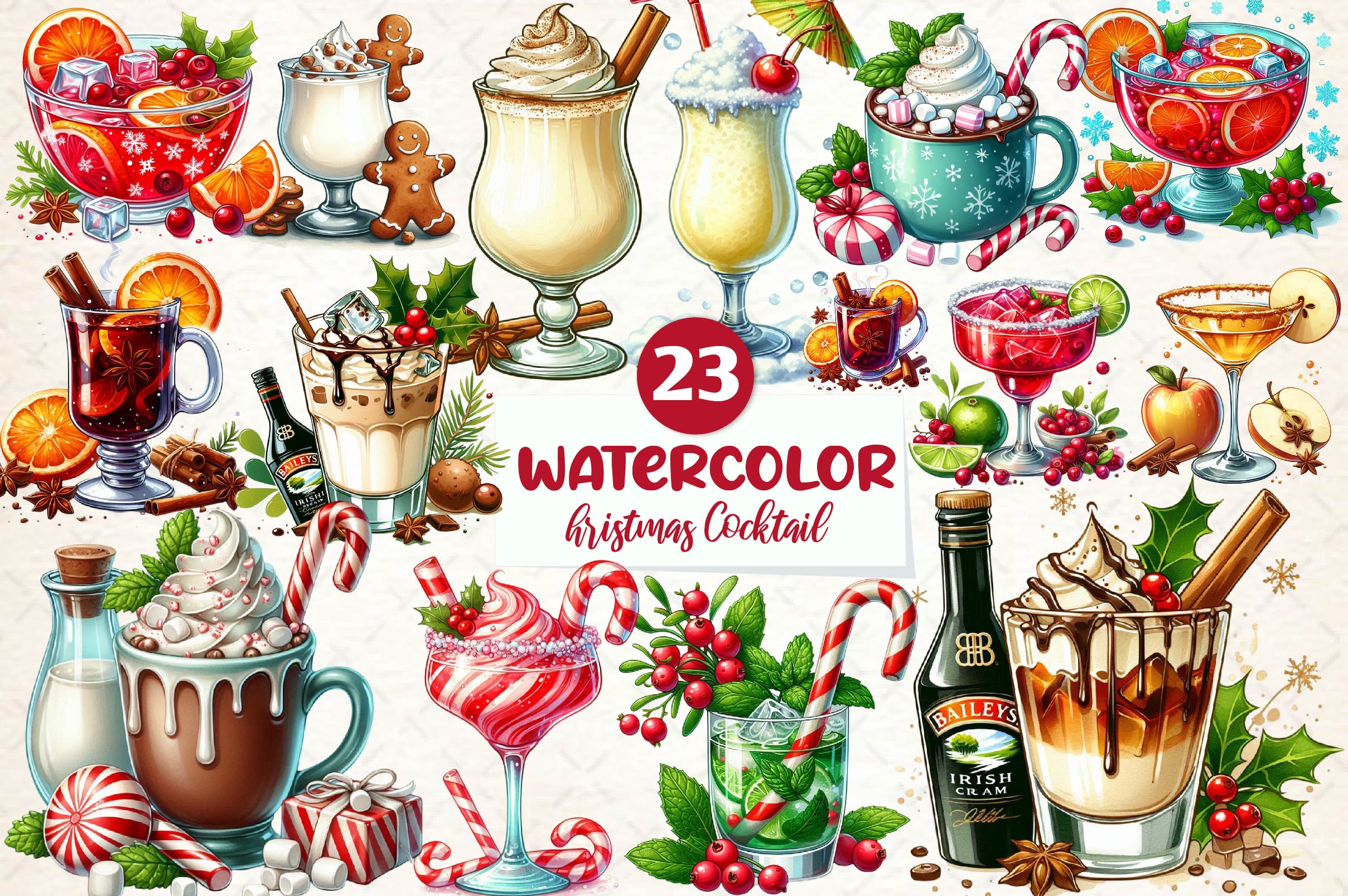 Christmas Cocktail Collection Clipart Bundle - CraftNest - Digital Crafting and Art