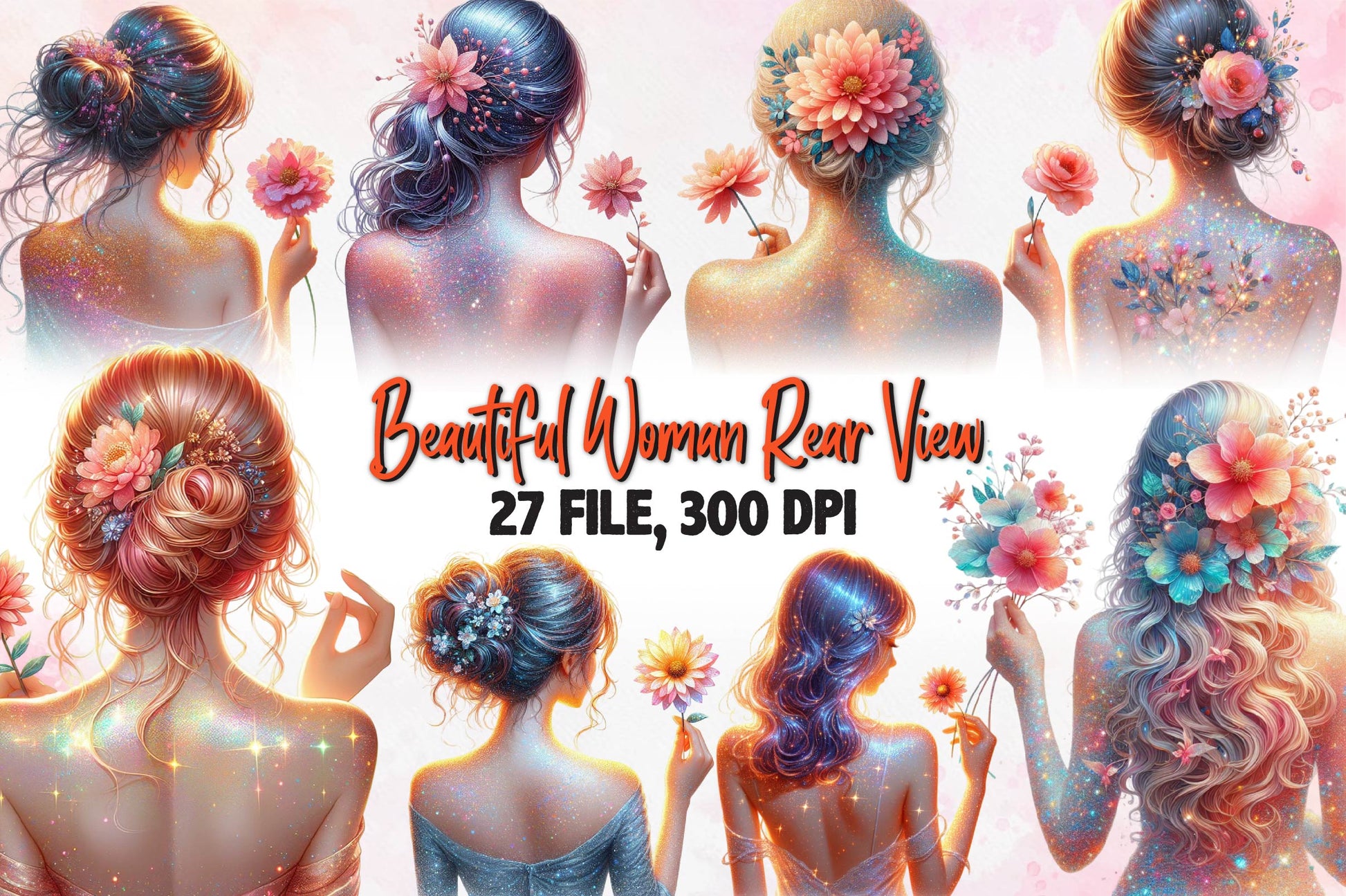 Beautiful Woman Rear View Clipart Bundle - CraftNest - Digital Crafting and Art
