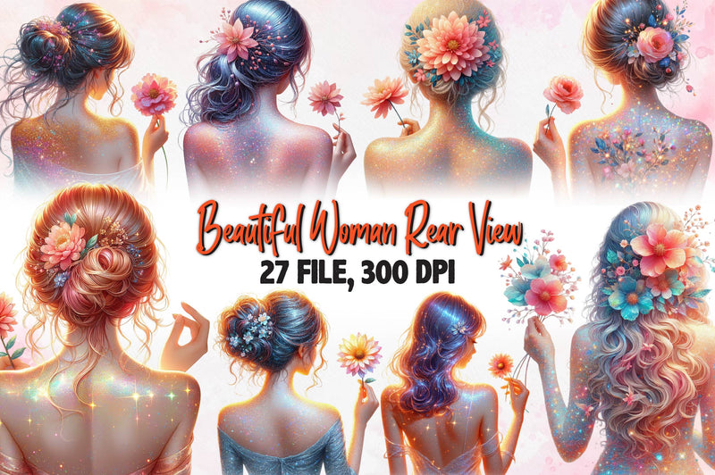 Beautiful Woman Rear View Clipart Bundle - CraftNest - Digital Crafting and Art