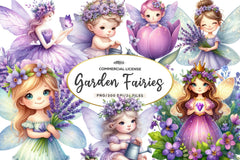 Garden Purple Fairies Clipart Bundle - CraftNest - Digital Crafting and Art