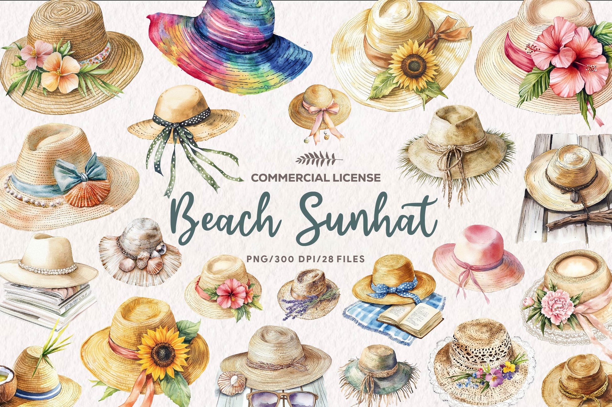 Summer Beach Sunhat Clipart Bundle - CraftNest - Digital Crafting and Art