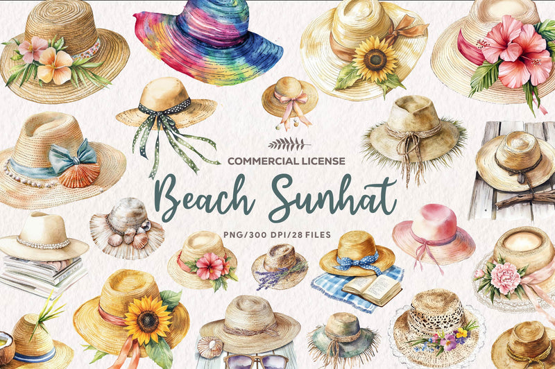 Summer Beach Sunhat Clipart Bundle - CraftNest - Digital Crafting and Art
