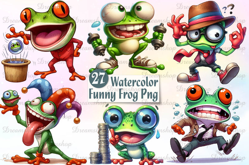 Cute Frog Funny Frog Clipart Bundle - CraftNest - Digital Crafting and Art