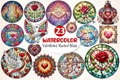 Valentines Day Stained Glass Clipart Bundle - CraftNest - Digital Crafting and Art