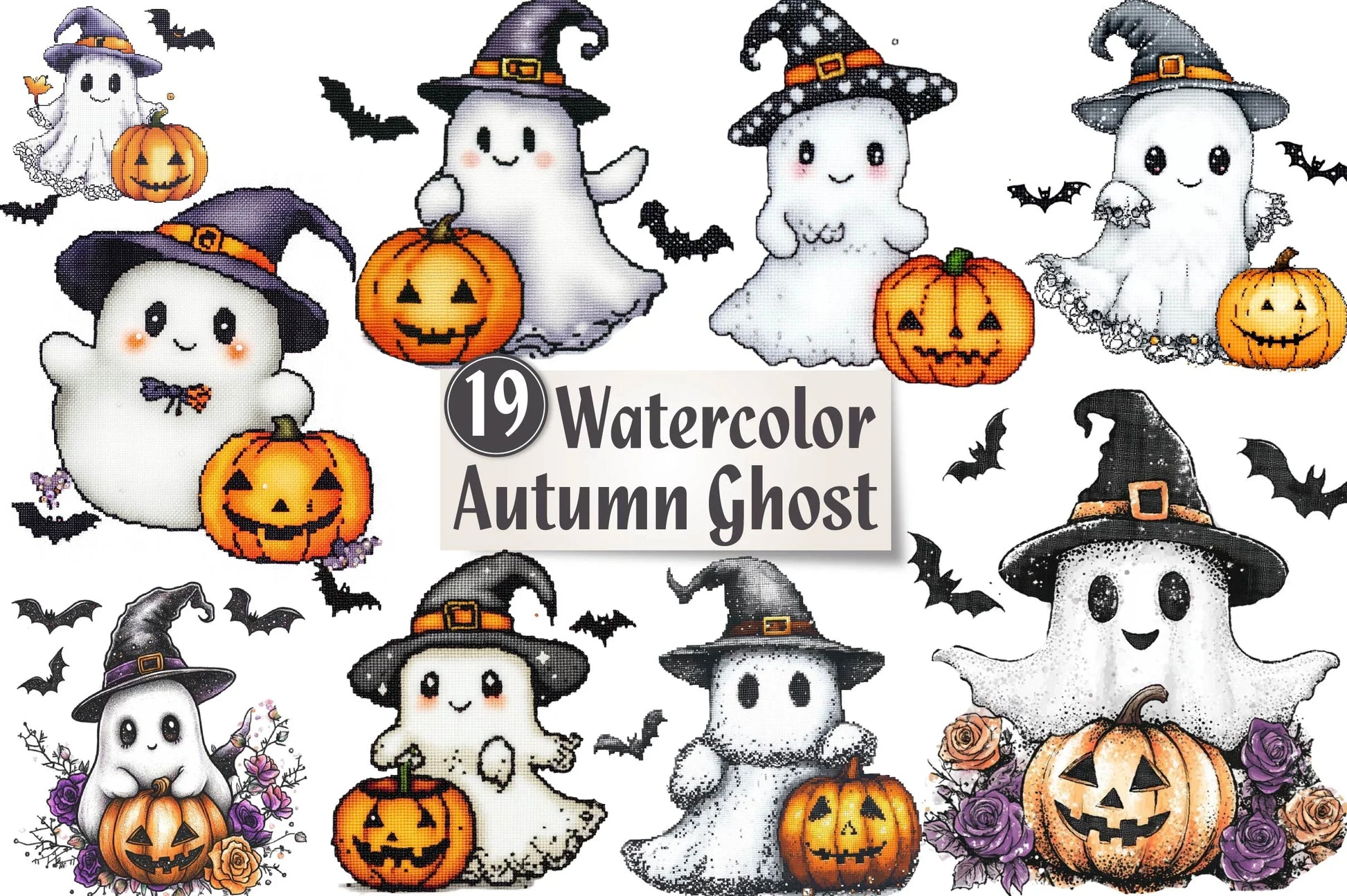 Halloween Autumn Ghost Clipart Bundle - CraftNest - Digital Crafting and Art