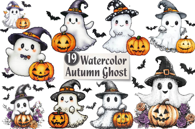 Halloween Autumn Ghost Clipart Bundle - CraftNest - Digital Crafting and Art