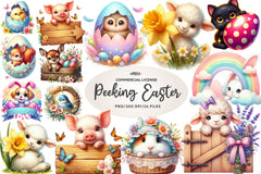 Cute Peeking Easter Animals Clipart Bundle - CraftNest - Digital Crafting and Art