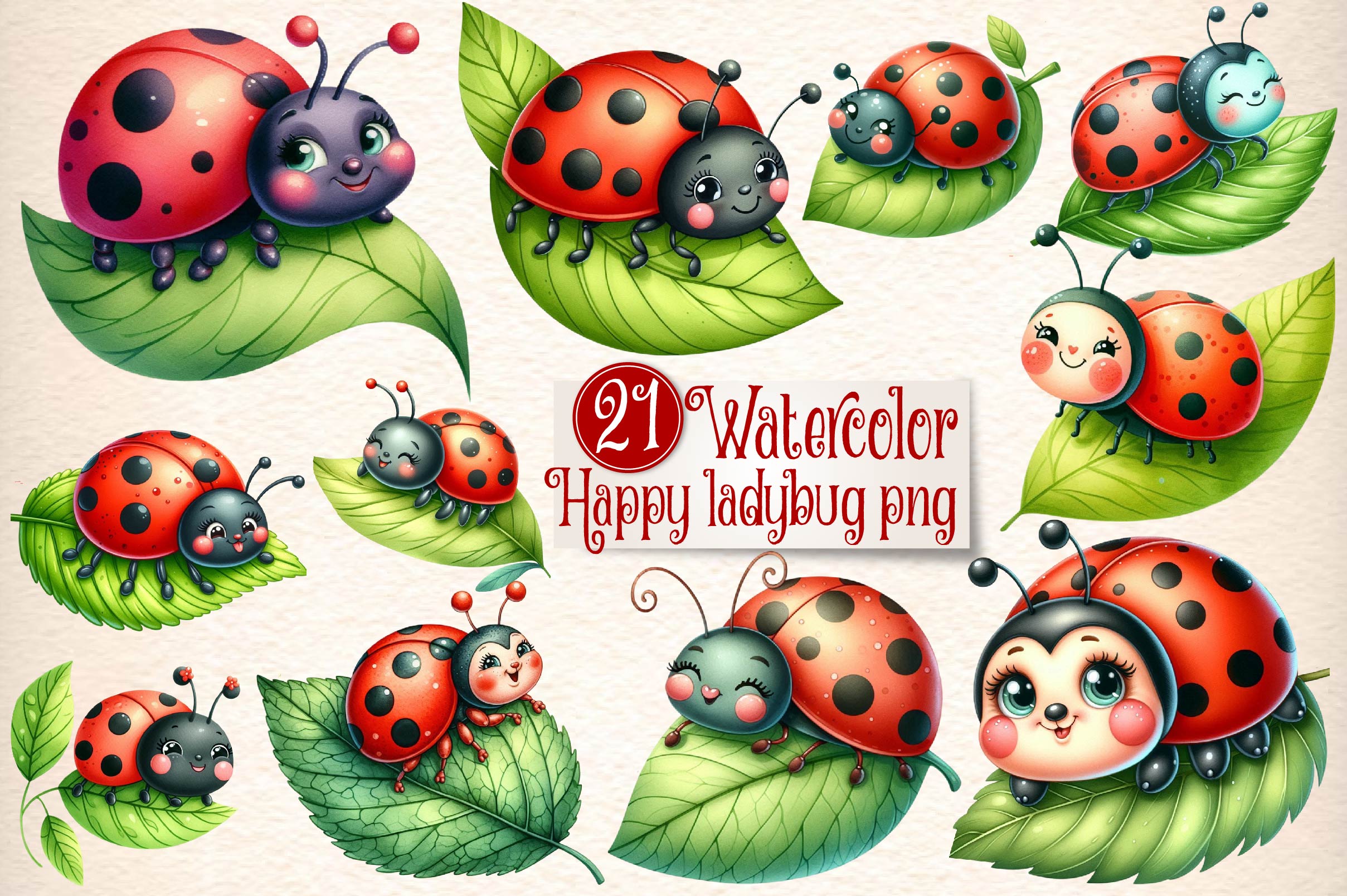 Happy Ladybug Clipart Bundle - CraftNest - Digital Crafting and Art