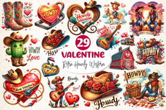 Retro Howdy Western Valentines Day Clipart Bundle 4 - CraftNest - Digital Crafting and Art