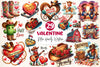 Retro Howdy Western Valentines Day Clipart Bundle