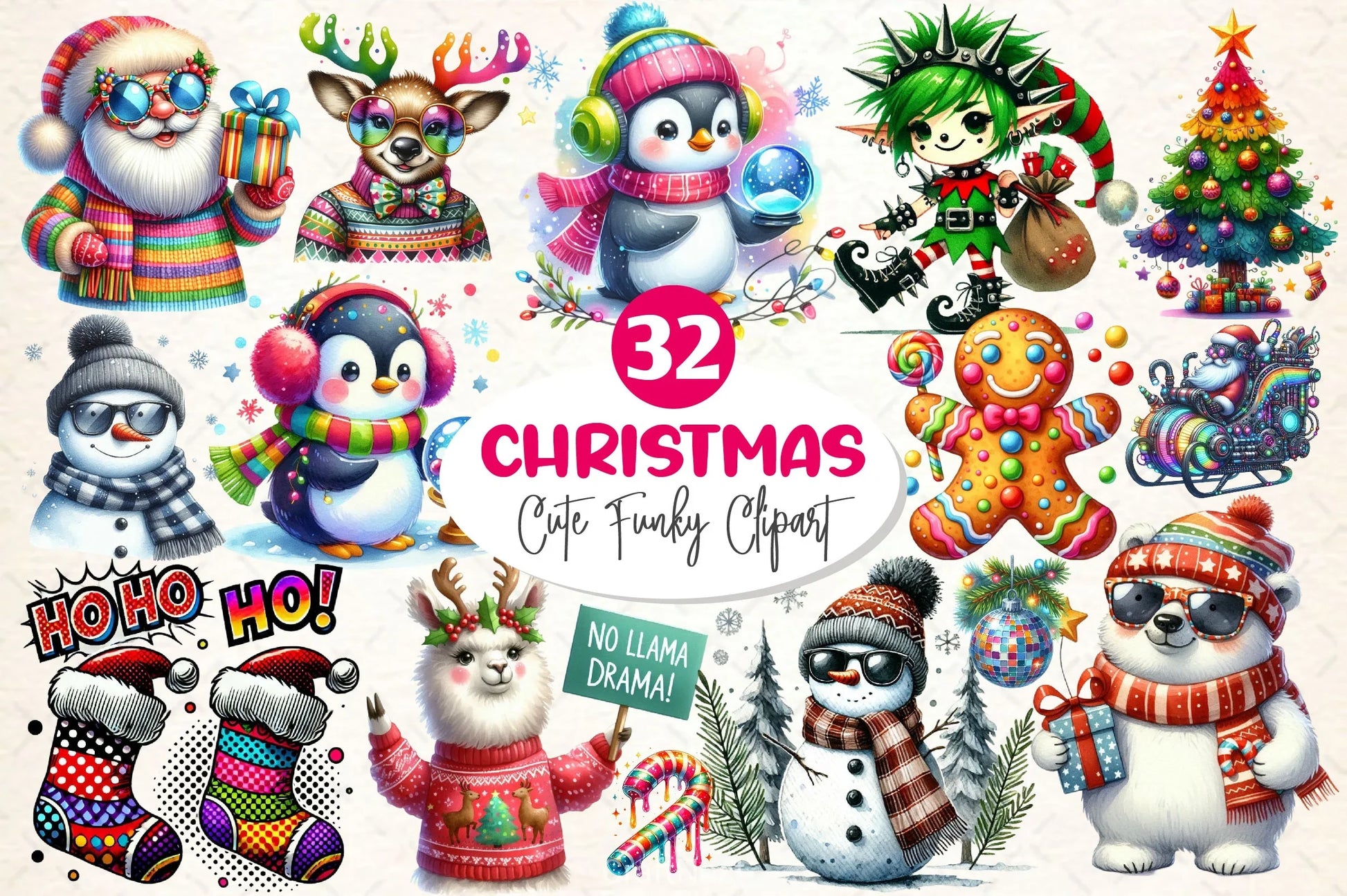 Cute Funky Christmas Clipart Bundle 2 - CraftNest - Digital Crafting and Art