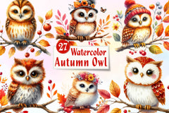 Cute Autumn Owl Clipart Bundle - CraftNest - Digital Crafting and Art
