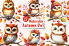 Cute Autumn Owl Clipart Bundle