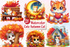 Cute Autumn Cat Clipart Bundle