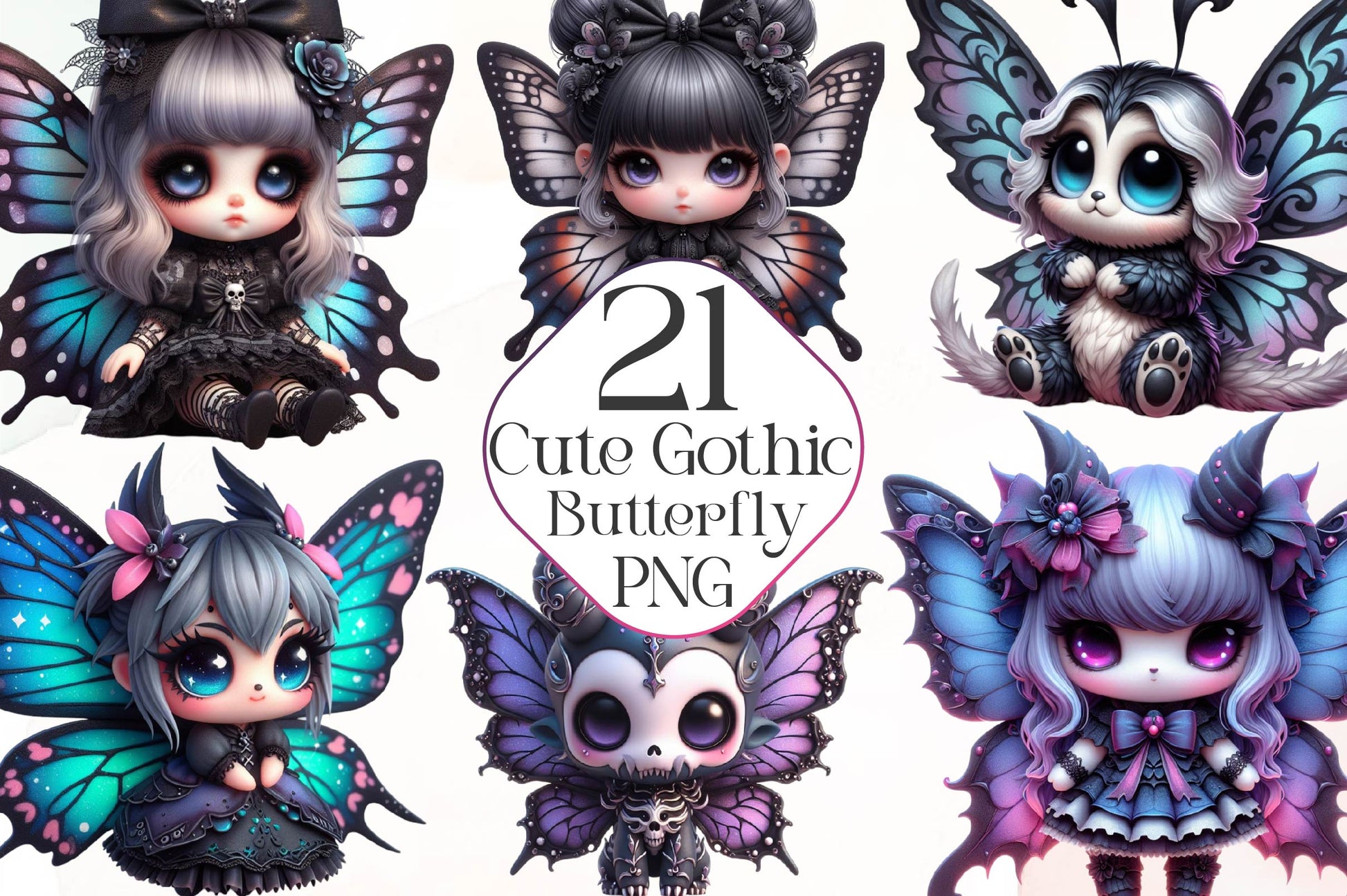 Cute Gothic Butterfly Clipart Bundle - CraftNest - Digital Crafting and Art