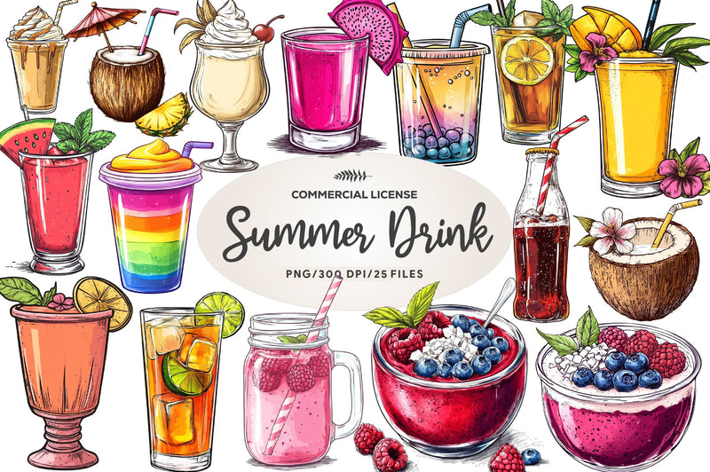 Summer Drink Clipart Bundle - CraftNest - Digital Crafting and Art