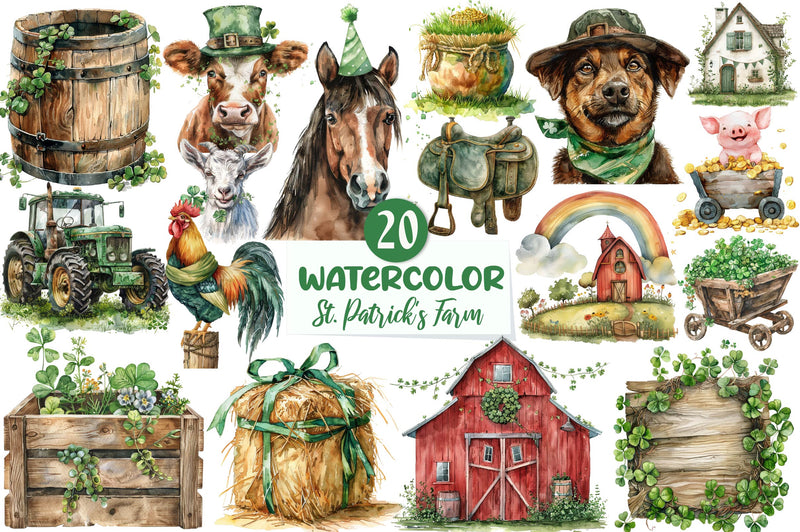 St Patrick's Day Farm Clipart Bundle - CraftNest - Digital Crafting and Art